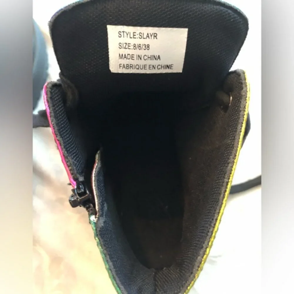 YRU Slayr Rainbow Multi combat boots size 8 - Picture 4 of 8
